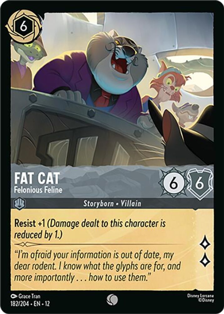Fat Cat - Felonious Feline - 182/204 - - WILDS UNKNOWN - Lorcana - | LAA01-29