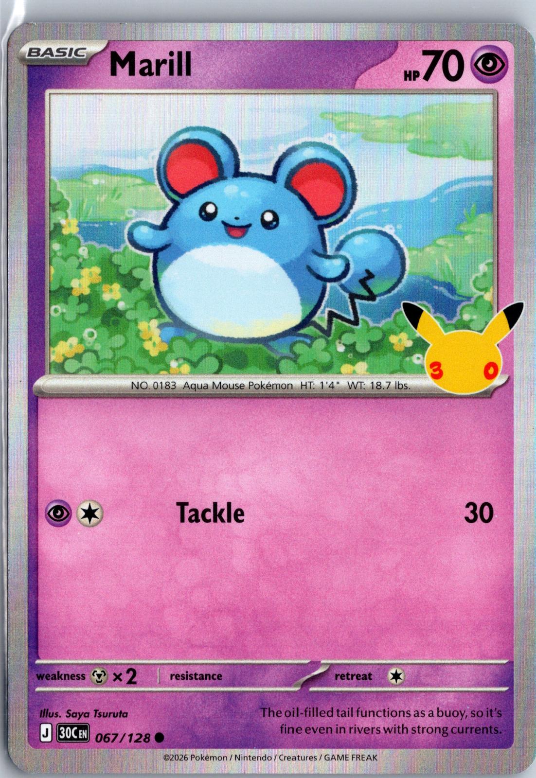Marill - 067/128 - Holo - ME: 30TH CELEBRATION - Pokemon - Common | AA98-4