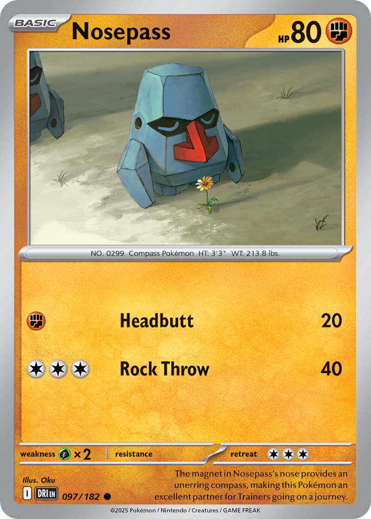 Nosepass - 097/182 - Reverse Holo - DESTINED RIVALS - Pokemon - Common | AA19-66