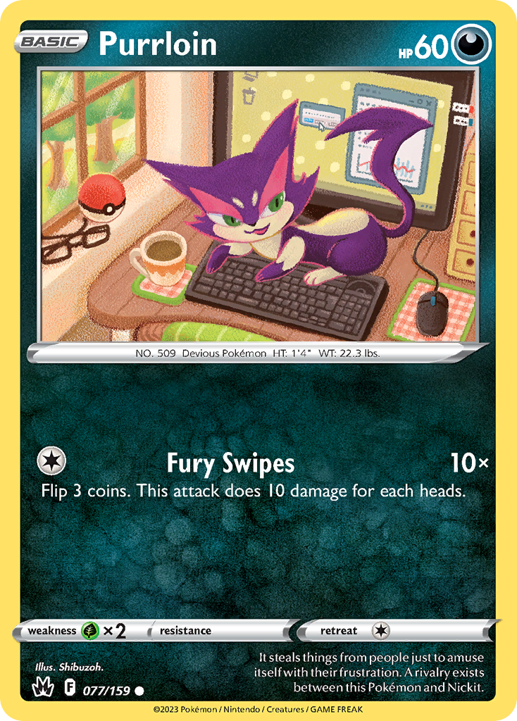 Purrloin - 077/159 - - CROWN ZENITH - Pokemon - Common | AA103-12