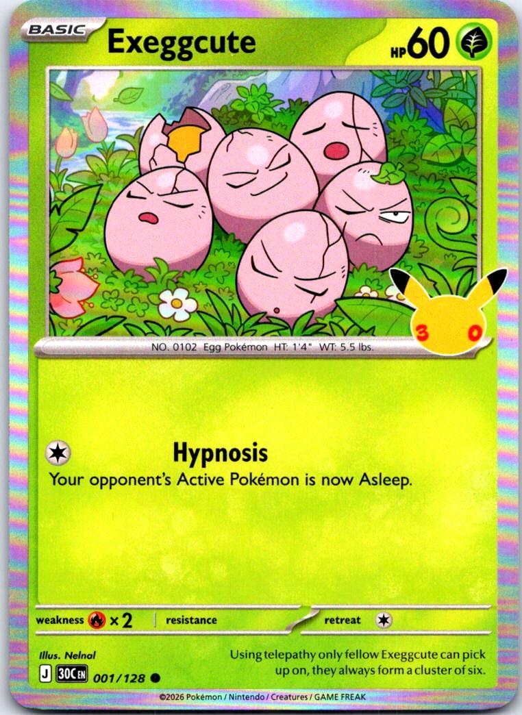 Exeggcute - 001/128 - Holo - ME: 30TH CELEBRATION - Pokemon - Common | AB32-2