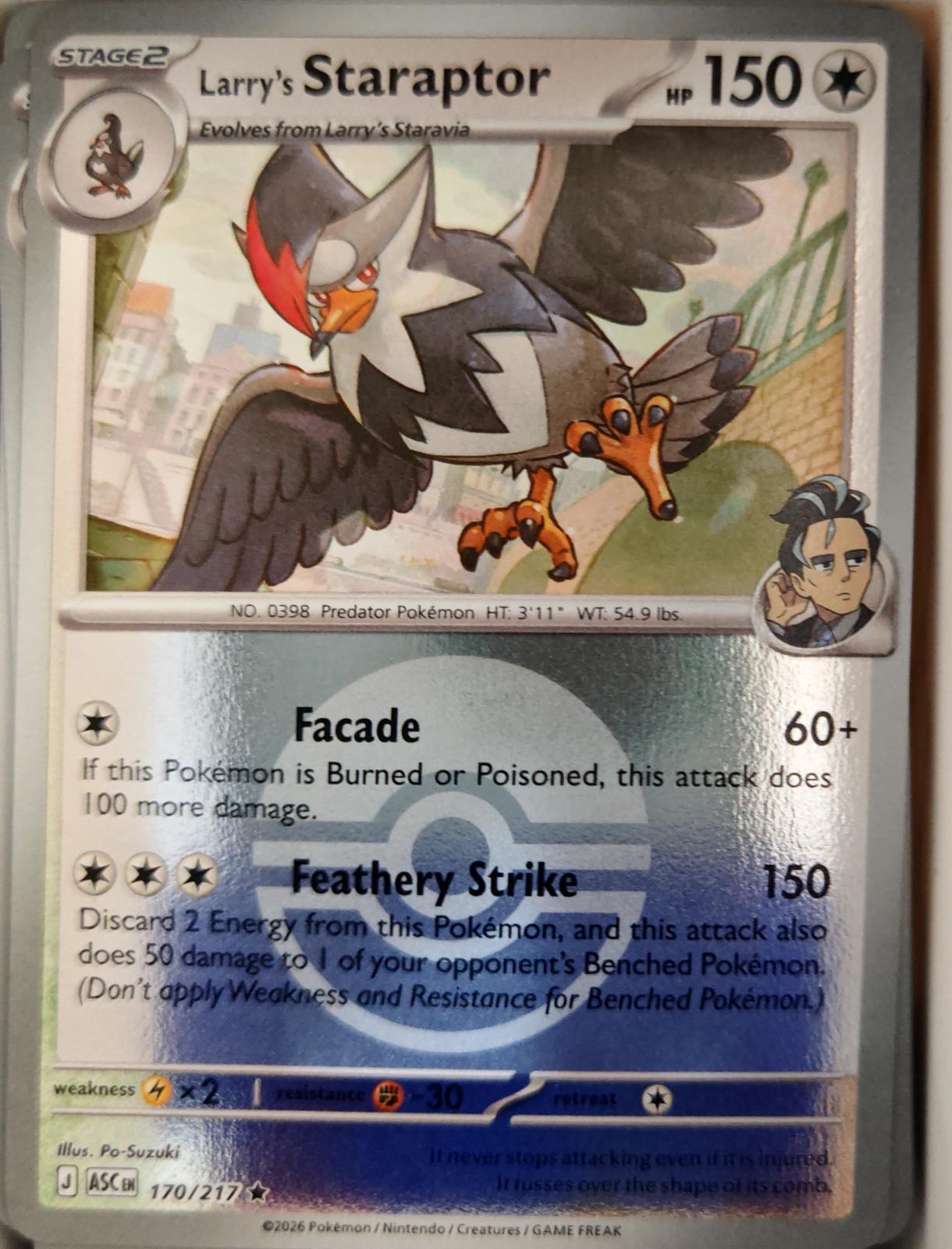 Larry's Staraptor (Poke Ball) - 170/217 - Reverse Holo - ASCENDED HEROES - Pokemon - | AA19-89