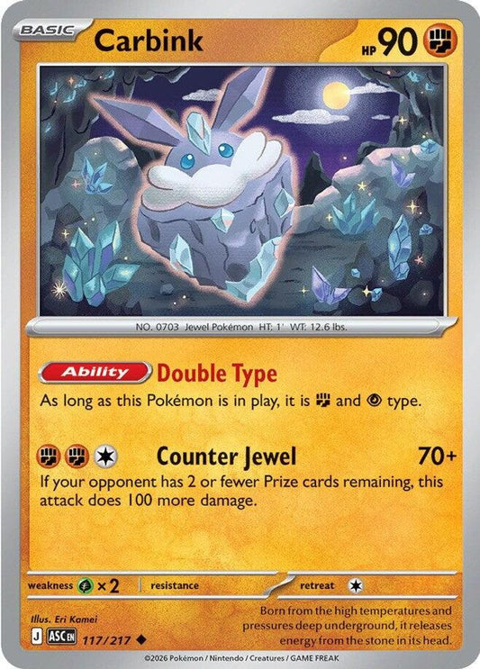 Carbink - 117/217 - - ASCENDED HEROES - Pokemon - Uncommon | AA50-23