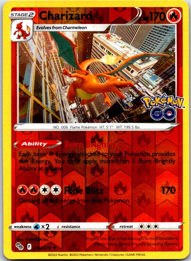 Charizard - 010/078 - Reverse Holo - POKEMON GO - Pokemon - Rare | AA119-21