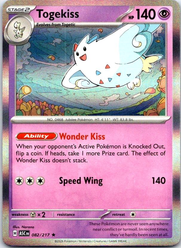 Togekiss - 082/217 - Holo - ASCENDED HEROES - Pokemon - Rare | AC29-14