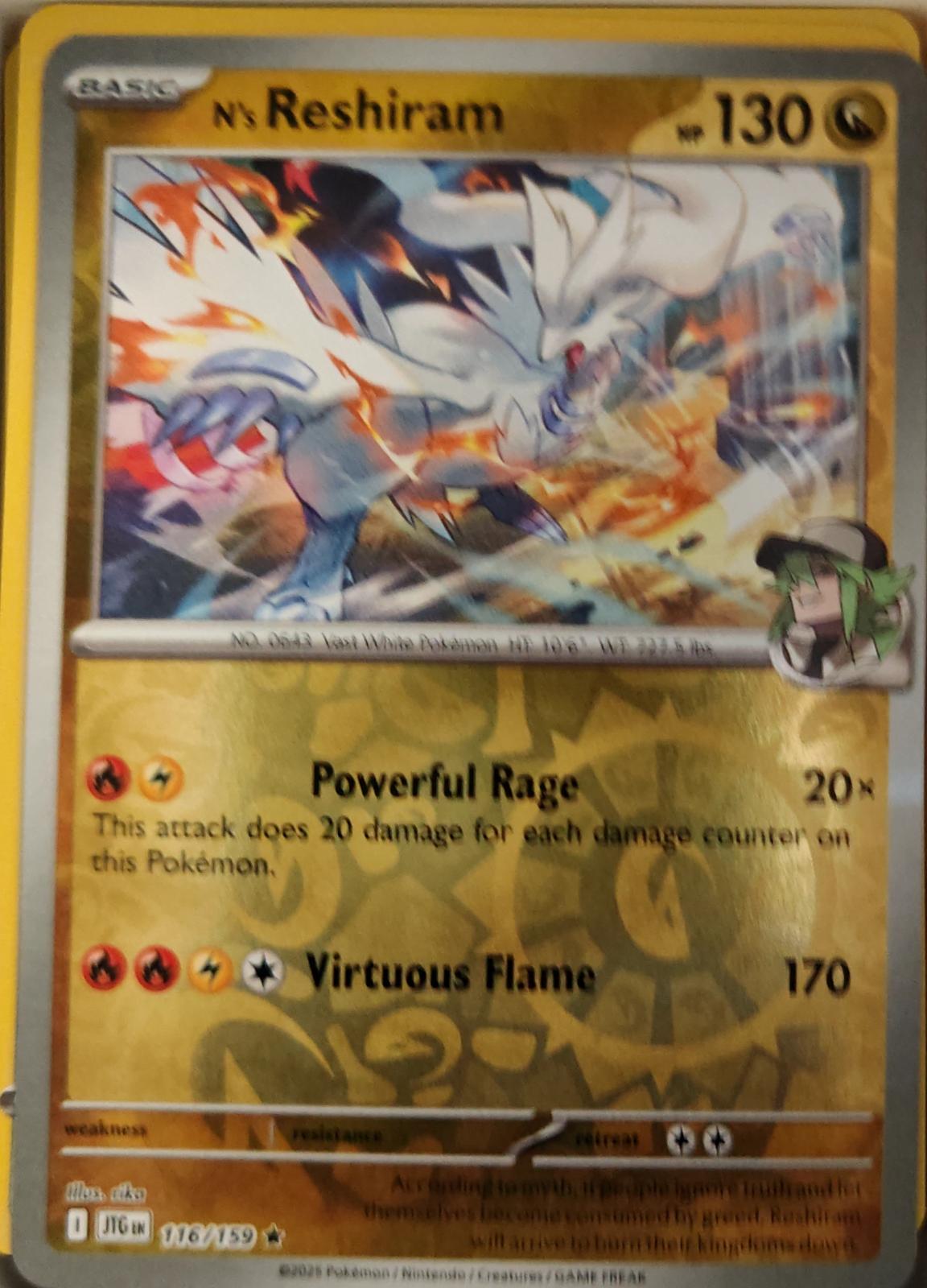 N's Reshiram - 116/159 - Reverse Holo - JOURNEY TOGETHER - Pokemon - | AA22-36