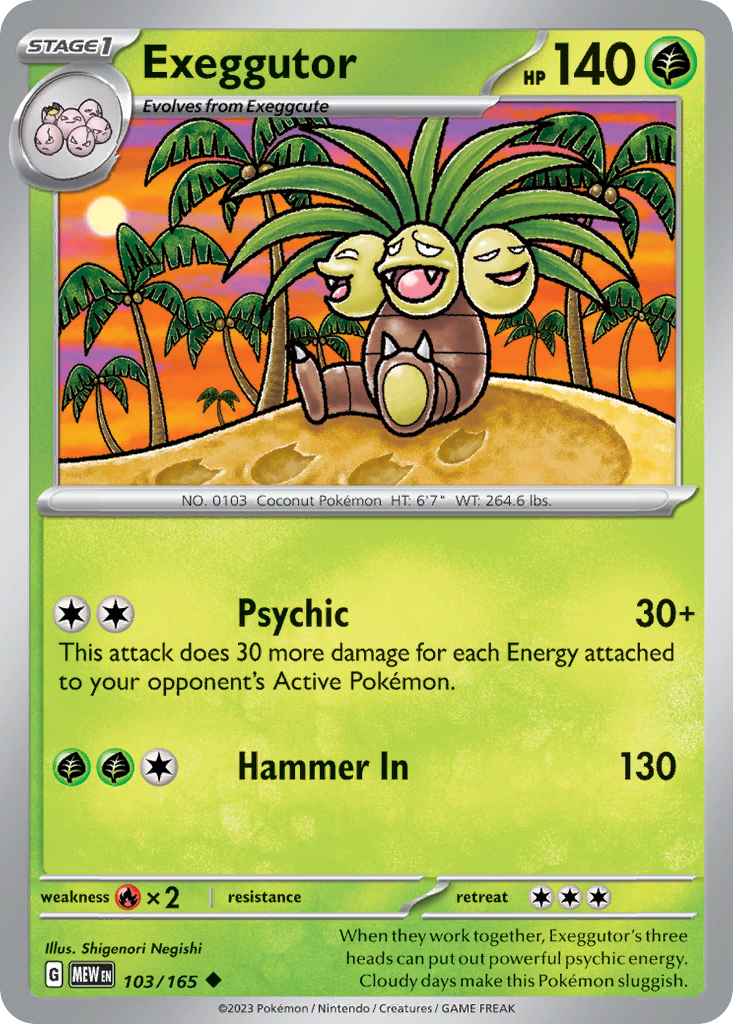 Exeggutor - 103/165 - Reverse Holo - 151 - Pokemon - Uncommon | AA61-23