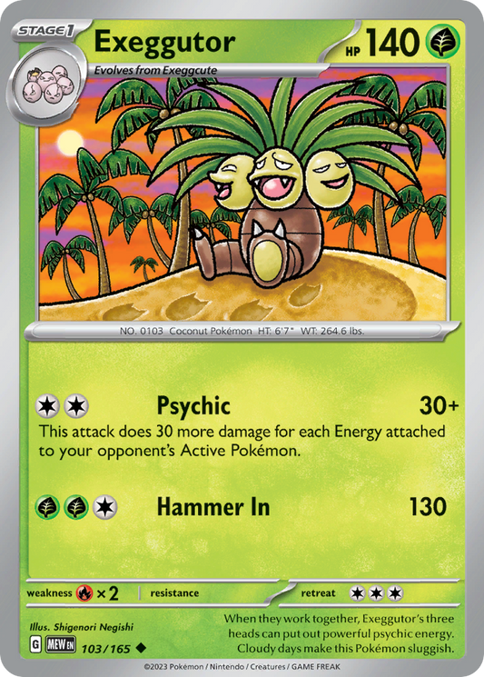 Exeggutor - 103/165 - Reverse Holo - 151 - Pokemon - Uncommon | AA62-13