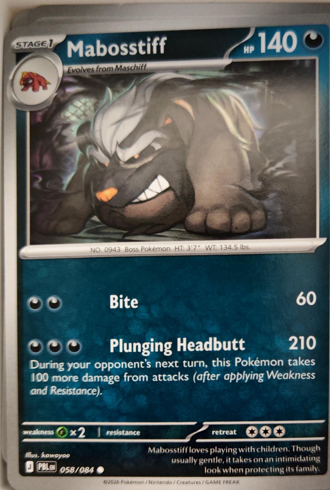 Mabosstiff - 058/084 - - PITCH BLACK - Pokemon - Common | AA16-82