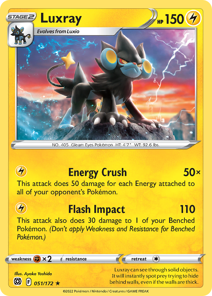 Luxray - 051/172 - Reverse Holo - BRILLIANT STARS - Pokemon - Rare | AA22-7