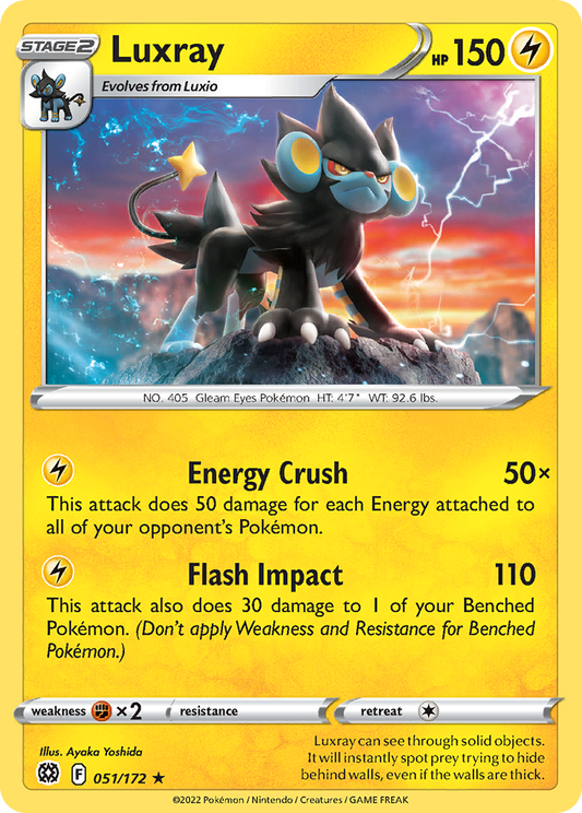 Luxray - 051/172 - Reverse Holo - BRILLIANT STARS - Pokemon - Rare | AA22-7