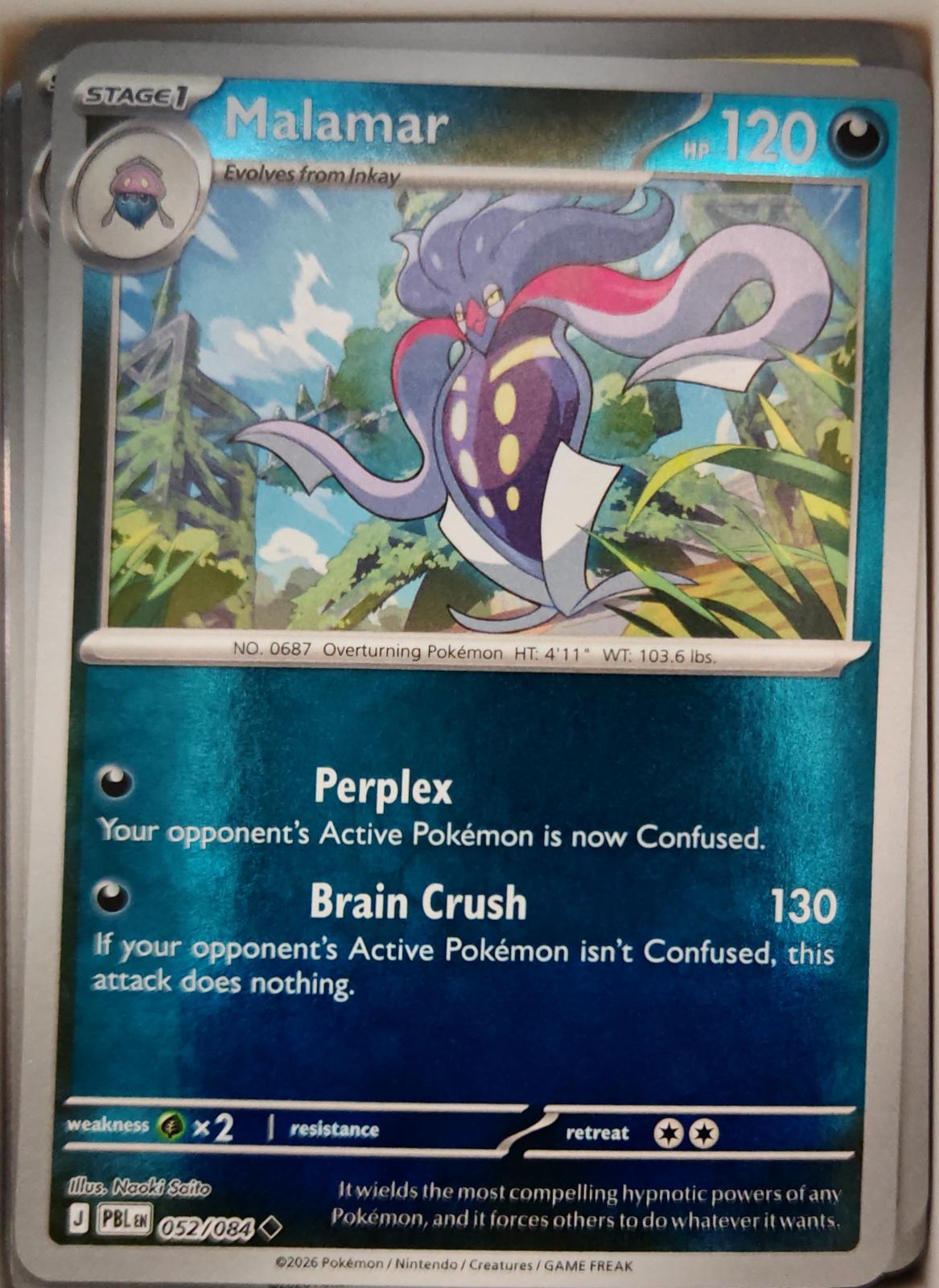 Malamar - 052/084 - Reverse Holo - PITCH BLACK - Pokemon - Uncommon | AA14-38
