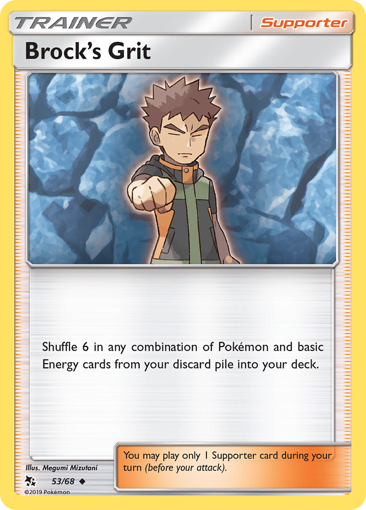 Brock's Grit - 53/68 - - HIDDEN FATES - Pokemon - Uncommon | AA70-9