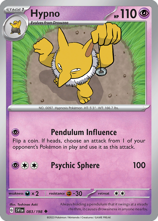 Hypno - 083/198 - Reverse Holo - SCARLET & VIOLET - Pokemon - Uncommon | AA49-5