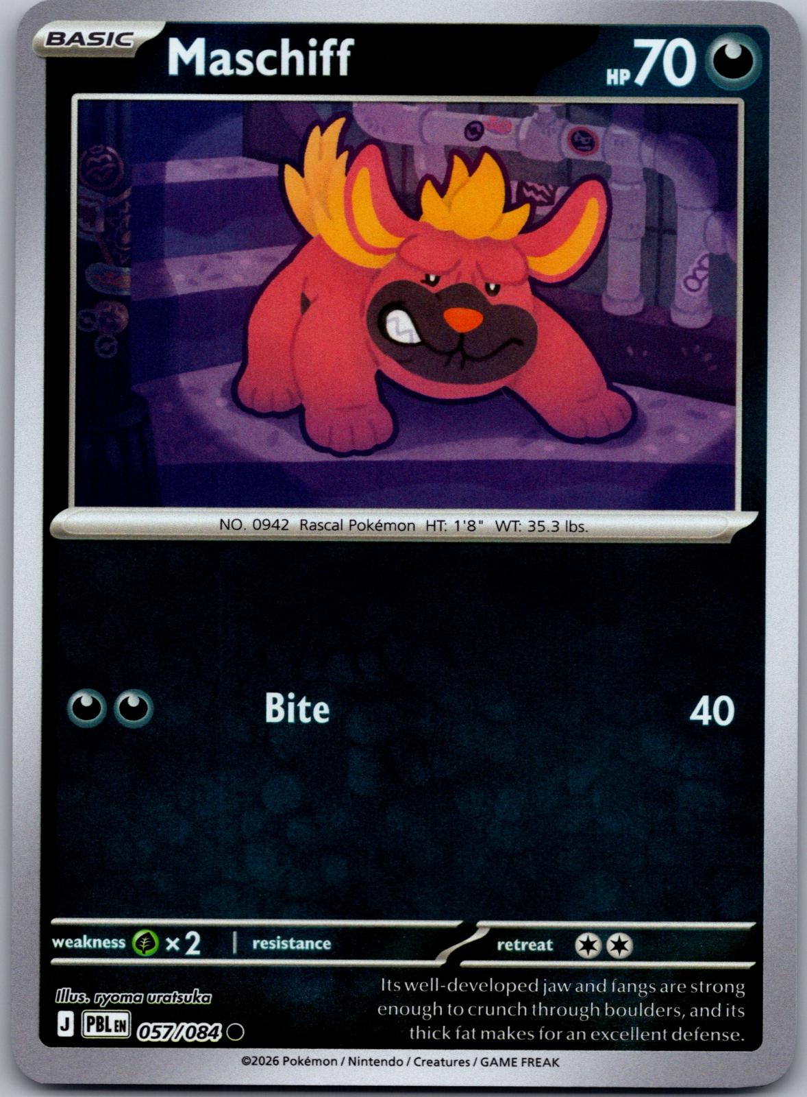 Maschiff - 057/084 - Reverse Holo - PITCH BLACK - Pokemon - Common | AA80-20