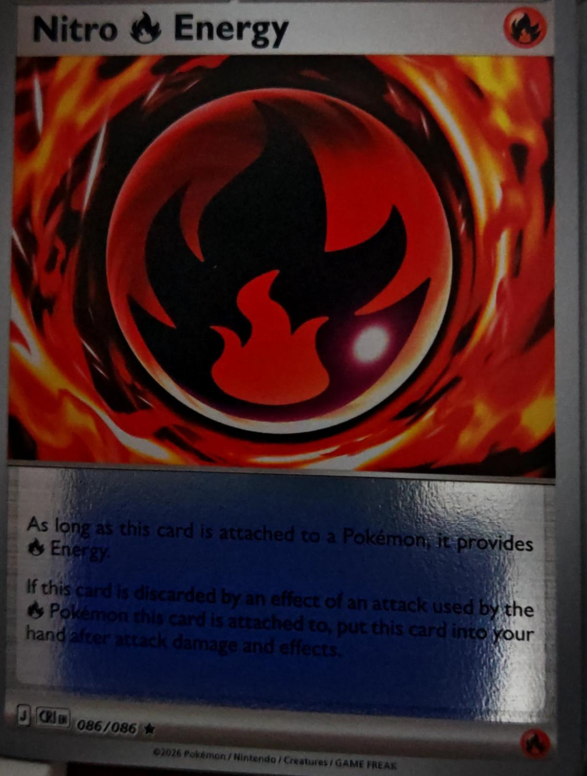 Nitro R Energy - 086/086 - Reverse Holo - CHAOS RISING - Pokemon - | AA44-24
