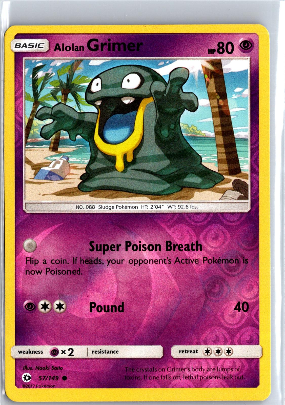 Alolan Grimer - 57/149 - Reverse Holo - SM BASE SET - Pokemon - | AA130-15