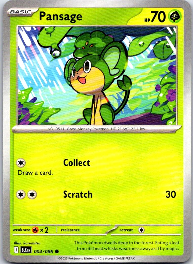 Pansage - 004/086 - - BLACK BOLT - Pokemon - Common | AA107-15