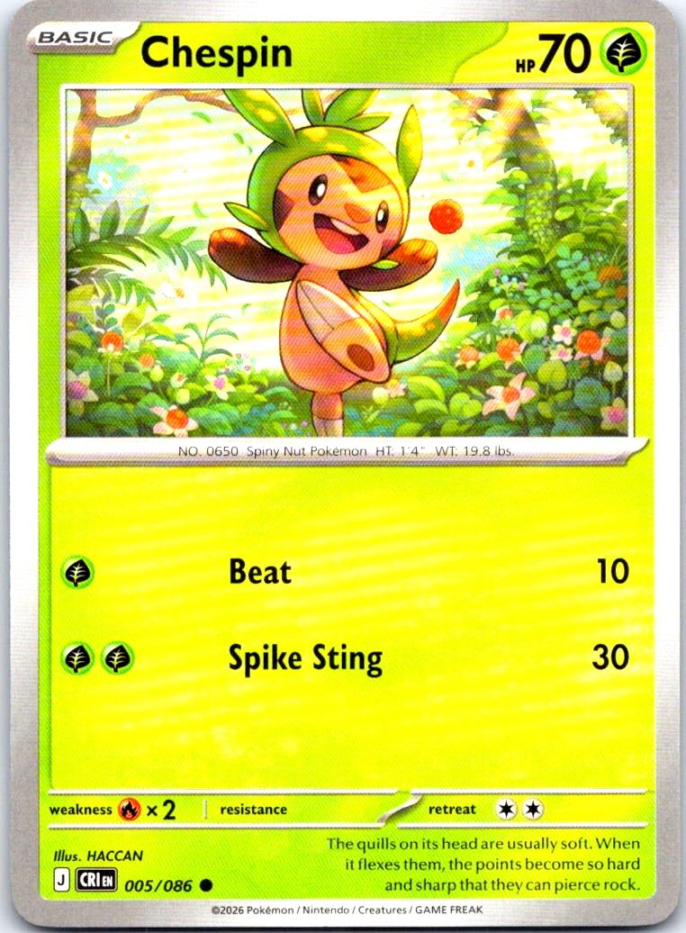 Chespin - 005/086 - - CHAOS RISING - Pokemon - Common | AB19-19