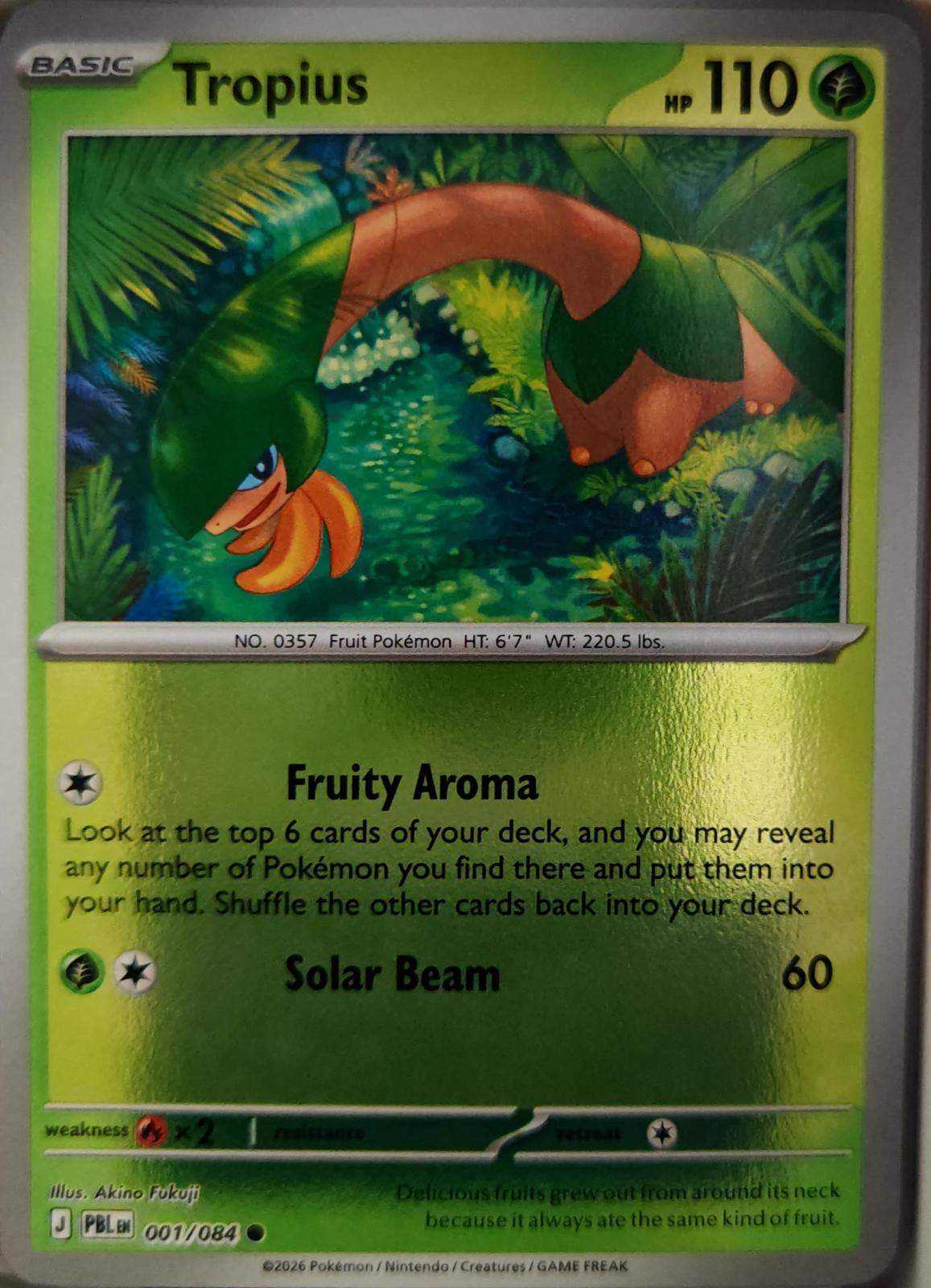 Tropius - 001/084 - Reverse Holo - PITCH BLACK - Pokemon - Common | AA26-34