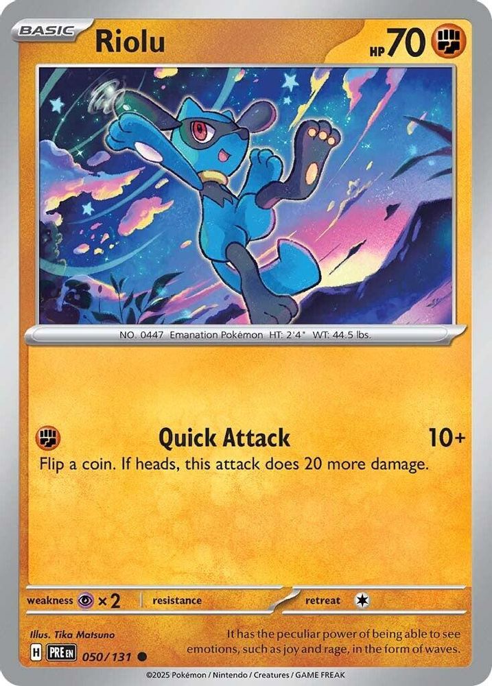 Riolu - 050/131 - Reverse Holo - PRISMATIC EVOLUTIONS - Pokemon - | AA18-78