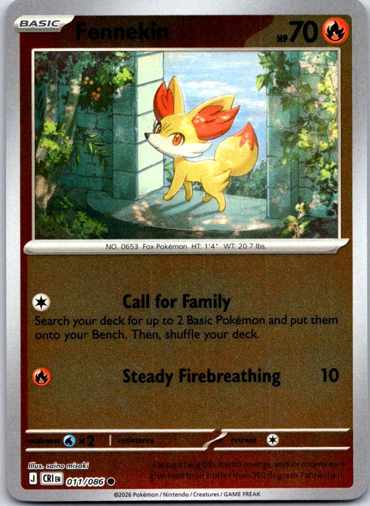 Fennekin - 011/086 - Reverse Holo - CHAOS RISING - Pokemon - Common | AA132-24