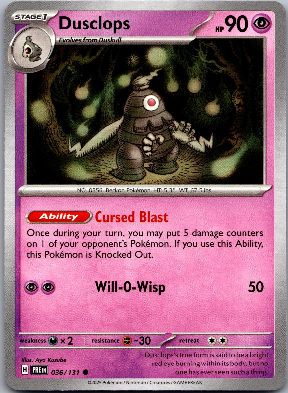 Dusclops - 036/131 - - PRISMATIC EVOLUTIONS - Pokemon - Common | AA83-41