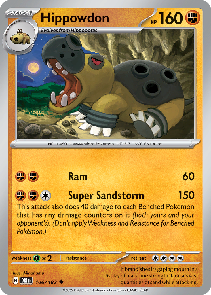 Hippowdon - 106/182 - - DESTINED RIVALS - Pokemon - Uncommon | AA23-73