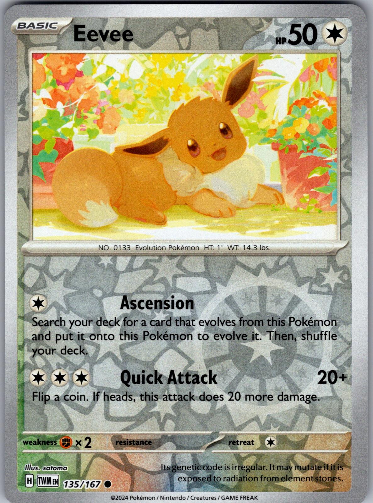 Eevee - 135/167 - Reverse Holo - TWILIGHT MASQUERADE - Pokemon - | AA82-50