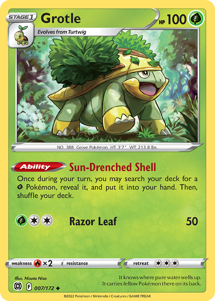 Grotle - 007/172 - Reverse Holo - BRILLIANT STARS - Pokemon - Uncommon | AA22-31