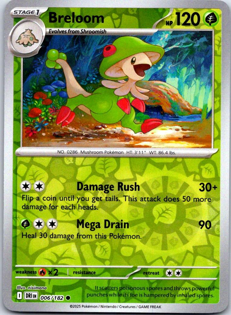 Breloom - 006/182 - Reverse Holo - DESTINED RIVALS - Pokemon - Common | AA131-41