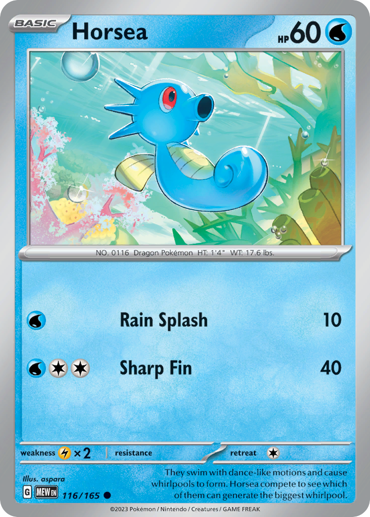 Horsea - 116/165 - - 151 - Pokemon - Common | AA74-28