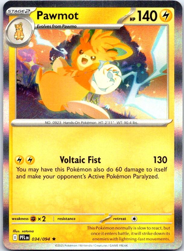 Pawmot - 034/094 - Holo - PHANTASMAL FLAMES - Pokemon - Rare | AC29-24
