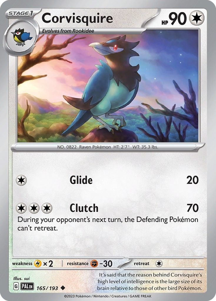 Corvisquire - 165/193 - Reverse Holo - PALDEA EVOLVED - Pokemon - | AA72-29