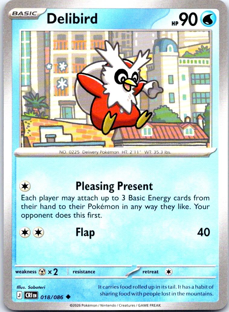 Delibird - 018/086 - - CHAOS RISING - Pokemon - Uncommon | AB19-22