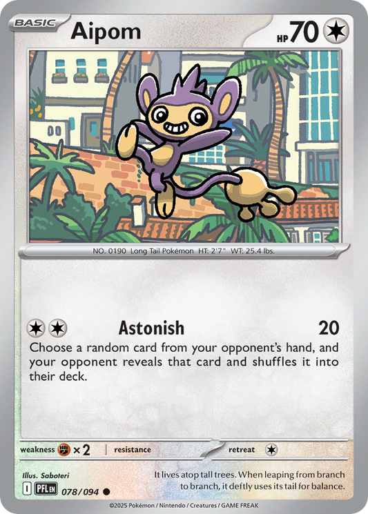 Aipom - 078/094 - Reverse Holo - PHANTASMAL FLAMES - Pokemon - Common | AA26-75