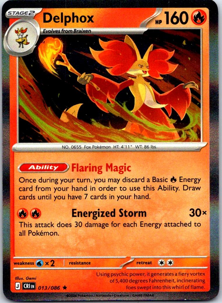 Delphox - 013/086 - Holo - CHAOS RISING - Pokemon - Rare | AA121-21