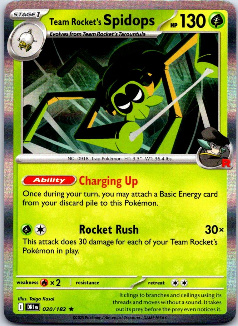 Team Rocket's Spidops - 020/182 - Holo - DESTINED RIVALS - Pokemon - | AA122-22