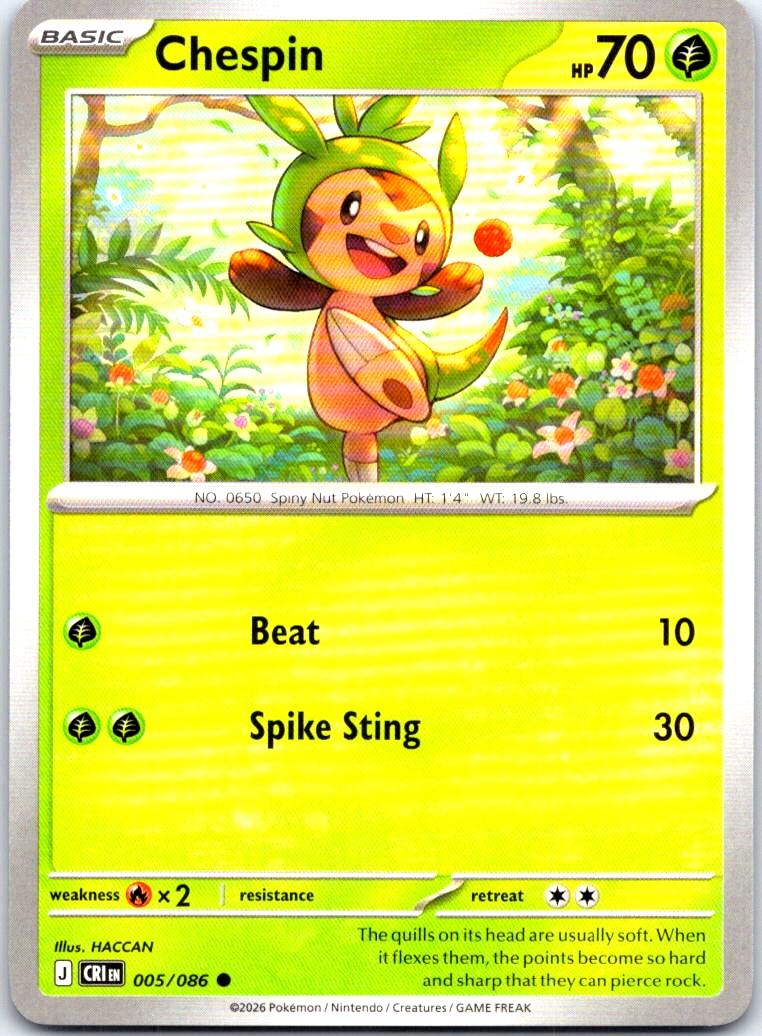 Chespin - 005/086 - - CHAOS RISING - Pokemon - Common | AB17-47