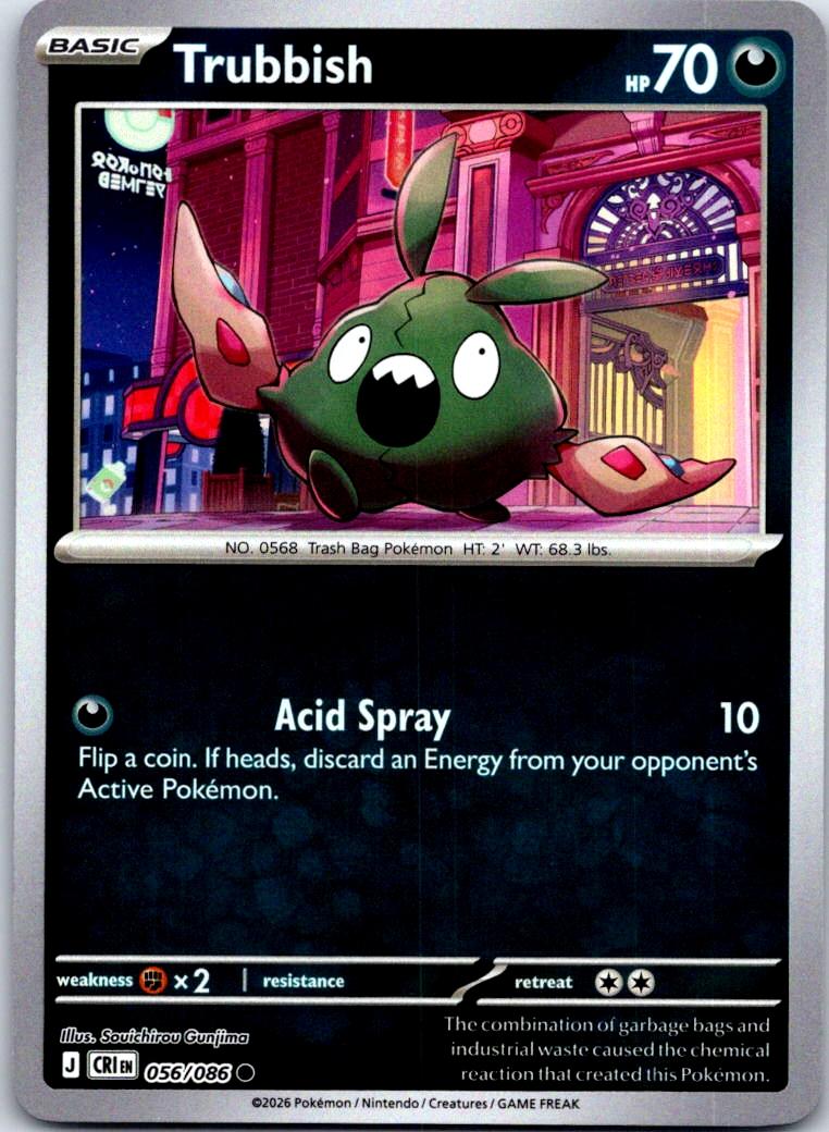 Trubbish - 056/086 - Reverse Holo - CHAOS RISING - Pokemon - Common | AA128-12