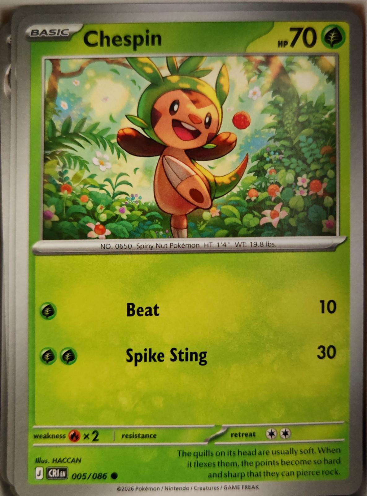 Chespin - 005/086 - - CHAOS RISING - Pokemon - Common | AA08-79