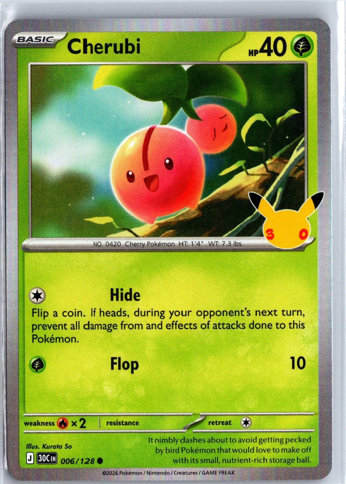 Cherubi - 006/128 - Holo - ME: 30TH CELEBRATION - Pokemon - Common | AA97-30