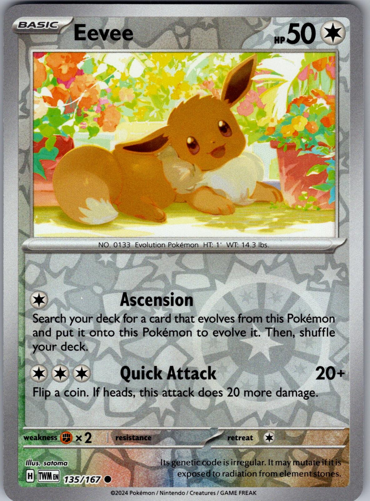 Eevee - 135/167 - Reverse Holo - TWILIGHT MASQUERADE - Pokemon - | AA82-25