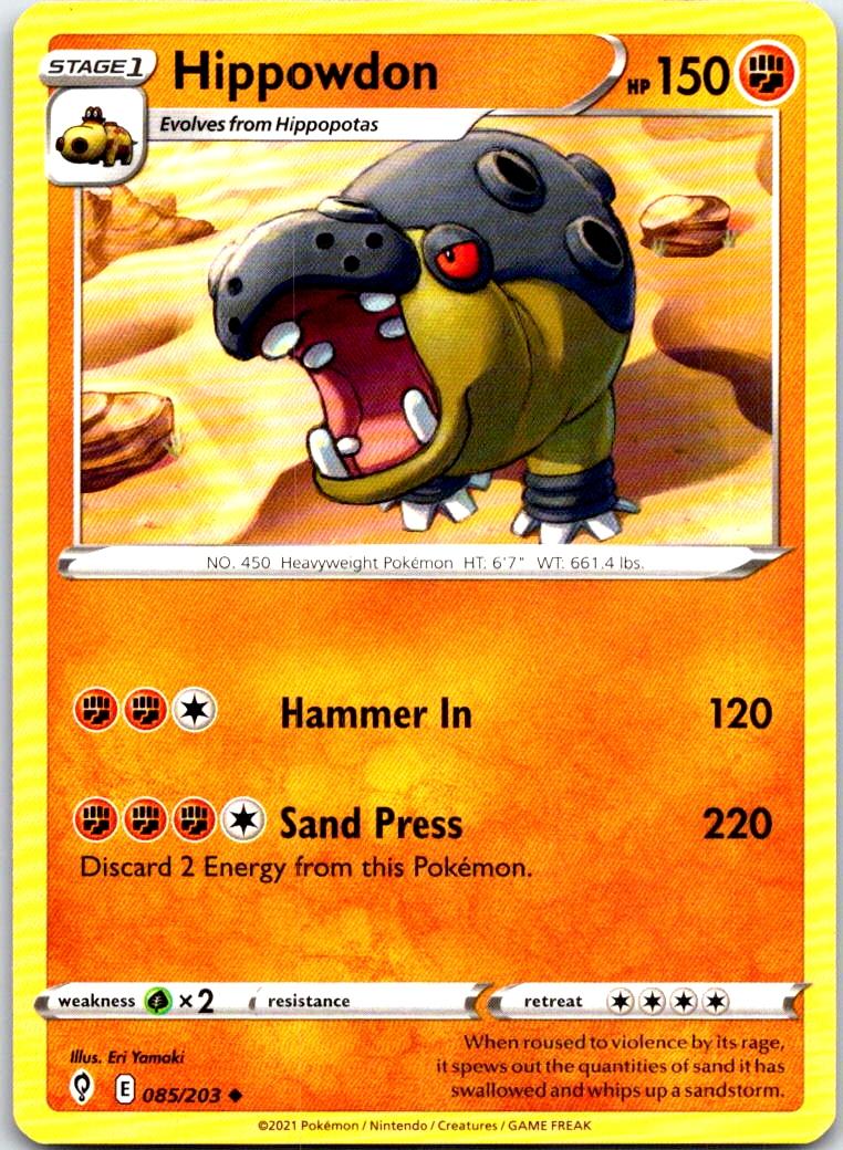 Hippowdon - 085/203 - - EVOLVING SKIES - Pokemon - Uncommon | AB36-9