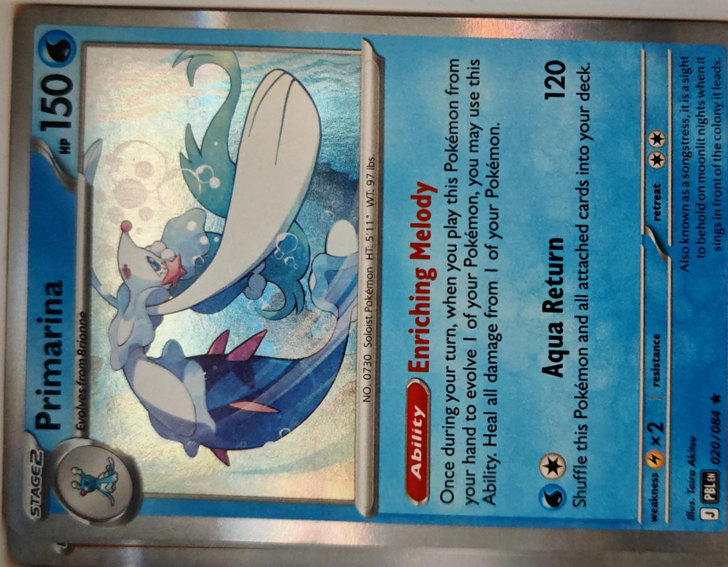 Primarina - 020/084 - Holo - PITCH BLACK - Pokemon - Rare | AA14-17