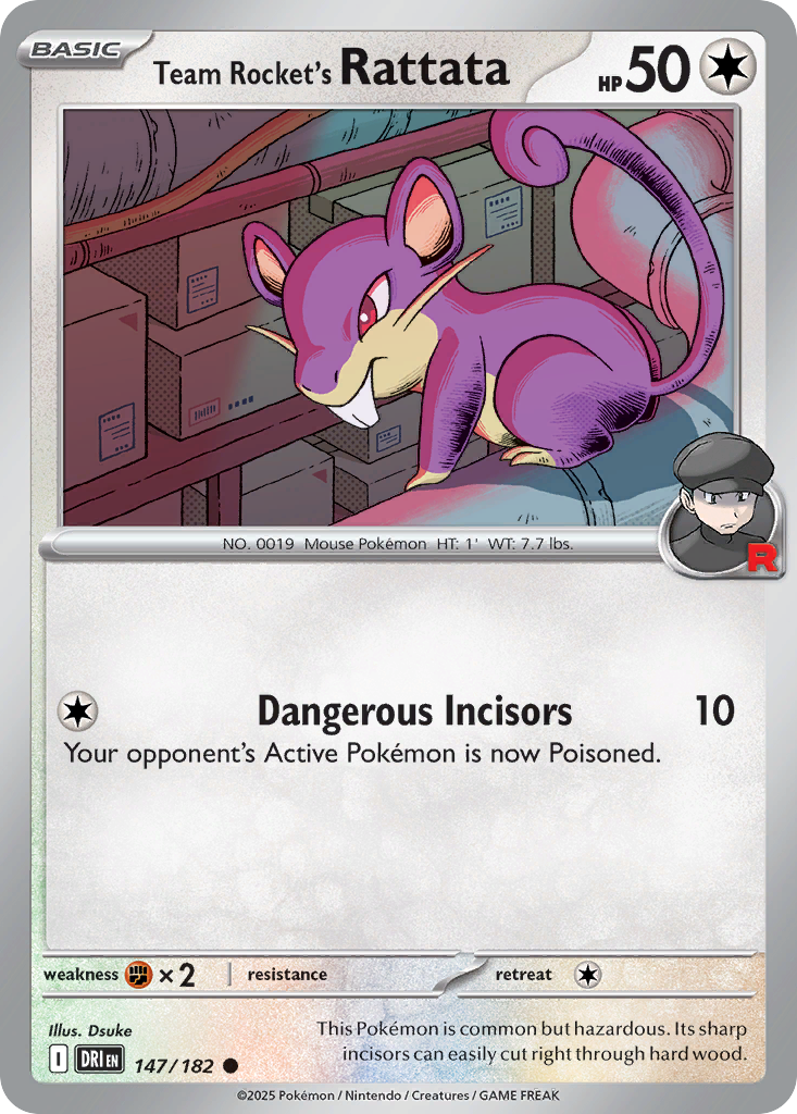 Team Rocket's Rattata - 147/182 - Reverse Holo - DESTINED RIVALS - Pokemon - | AA20-7
