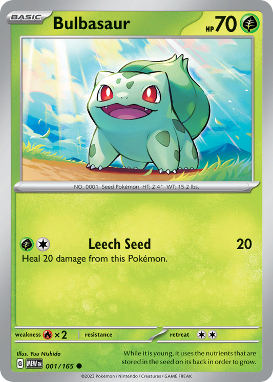 Bulbasaur - 001/165 - - 151 - Pokemon - Common | AA74-34