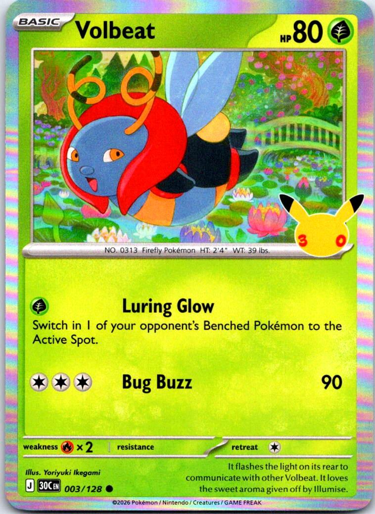 Volbeat - 003/128 - Holo - ME: 30TH CELEBRATION - Pokemon - Common | AB32-4