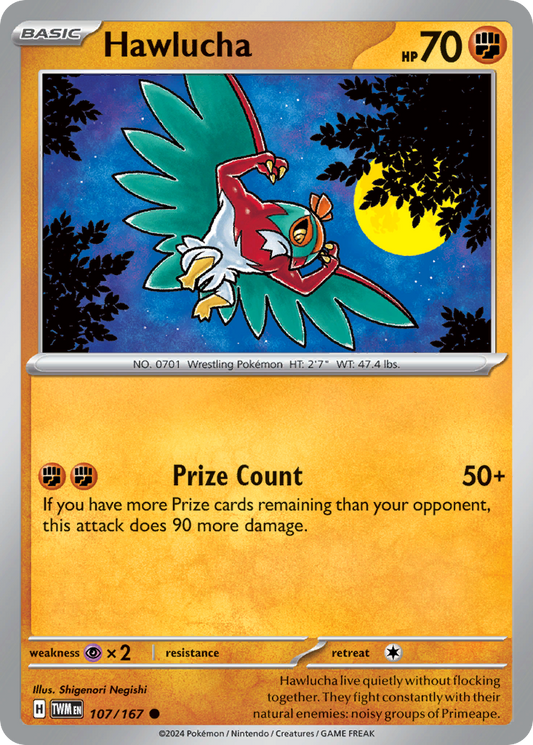 Hawlucha - 107/167 - Reverse Holo - TWILIGHT MASQUERADE - Pokemon - | AA35-8