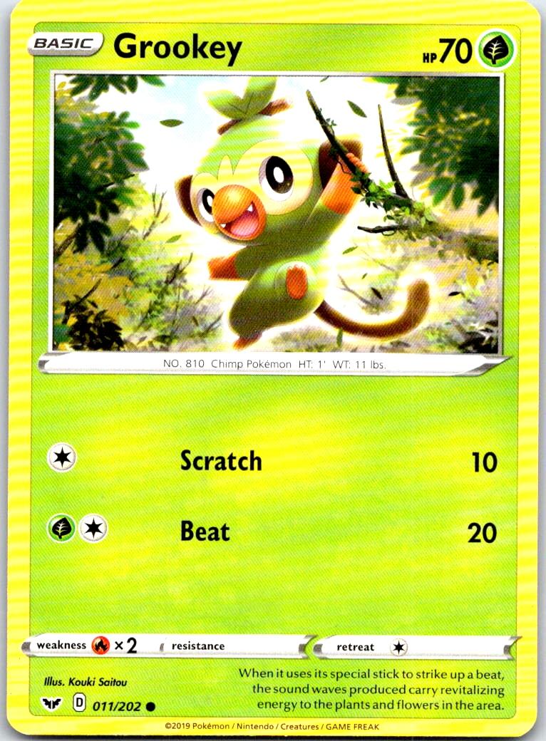 Grookey - 011/202 - - SWORD & SHIELD - Pokemon - Common | AB84-40